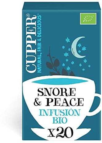 CUPPER Snore & Peace Infuso Camomilla, Melissa e Lavanda, Tisana Profumata e Delicata, Ingredienti da Agricoltura Biologica, Filtri 100% Biodegradabili, Confezione da 20 Bustine