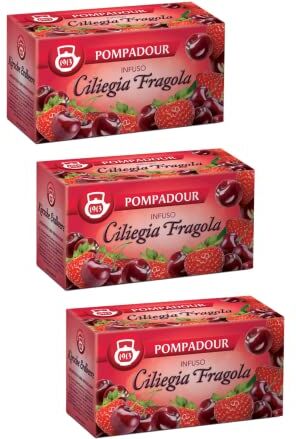 Generico Pompadour 1913   Miscela alla Frutta Aromatizzata   Tisana Ciliegia & Fragola   Infuso Gusto Frutta Senza Caffeina 3 x 20 Bustine di Tè (180 Gr)