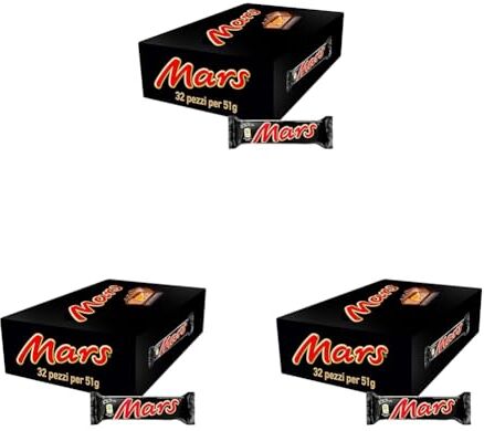 Mars Barretta con Caramello Ricoperta al Cioccolato, 32 Barrette X51G (1632G) (Confezione da 3)