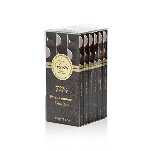 Venchi Kit di 6 Tavolette di Cioccolato Fondente 75% con Masse di Cacao Selezionate, 600g Senza Glutine Vegano