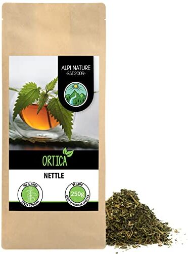 Alpi Nature Tè di ortica (250g), foglie di ortica, tè naturale all'ortica 100%, tisana sciolta, tagliata