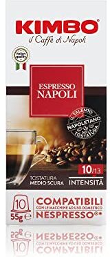 Kimbo Capsule Napoli Compatibili Nespresso, Intensità 10/12, 10 Astucci da 10 Capsule (Totale 100 Capsule)