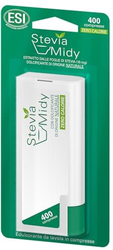 ESI Stevia Midy, Dolcificante Zero Calorie di Origine Naturale, a Base di Glicosidi Steviolici, Sostituisce lo Zucchero nella Dolcificazione delle Bevande, Senza Glutine e Vegano, 400 Compresse