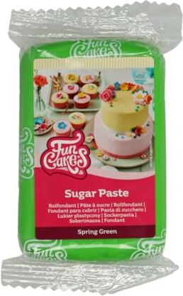 FunCakes Pasta di Zucchero Spring Green: facile da usare, liscia, flessibile, morbida e pieghevole, perfetta per decorare torte, halal, kosher e senza glutine. 250 gr