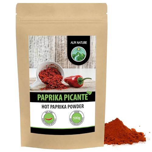 Alpi Nature Paprika piccante (500g), peperoncino macinato, peperoncino in polvere in confezione richiudibile