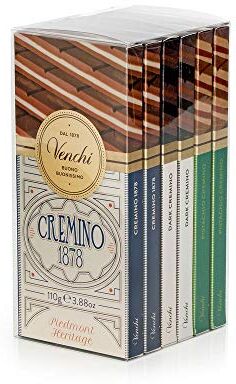 Venchi Kit di 6 Tavolette di Cioccolato Cremino Miste Cremino 1878, Fondente e Pistacchio, 660g Senza Glutine