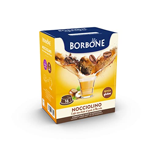 CAFFÈ BORBONE Nocciolino, Caffè macchiato al gusto di Nocciola 96 capsule (6 confezioni da 16) Compatibili con le Macchine ad uso domestico Lavazza
