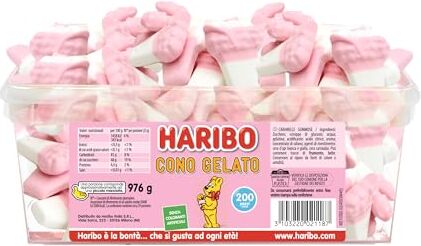 HARIBO Cono Gelato, Caramelle Gommose, Gusto Frutta, Ideali per Feste e Dolci Momenti di Relax Circa 200 Pezzi [976gr]