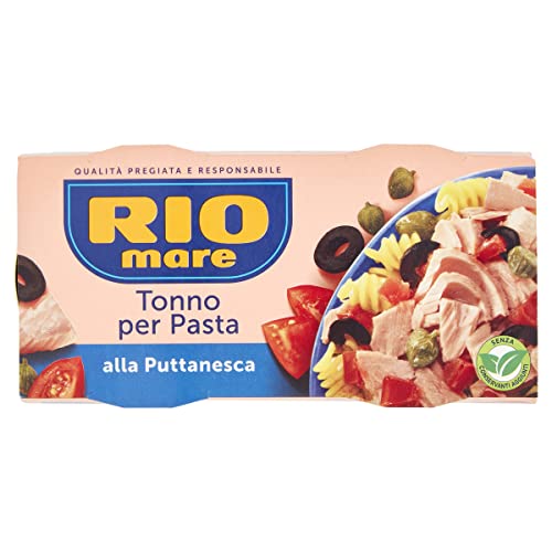 Rio Tonno per Pasta: Condimento Pronto alla Puttanesca con Tonno, Pomodori, Olive Nere e Capperi, 2 Lattine da 160g