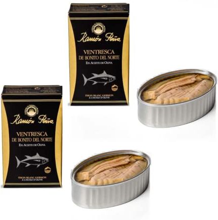 Generico Conserve di Pesce e Frutti di Mare   Ramòn Peña® Tonno Bianco in Olio di Oliva   Tonno in Scatola Offerte   Conserve Ittiche Artigianali 2 Lattine x 112 Gr   Ventresca di Tonno Latta