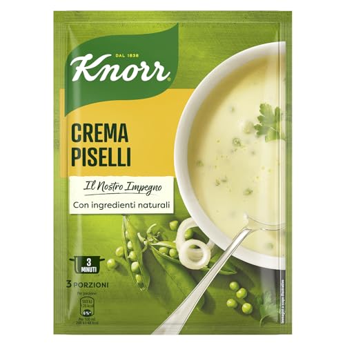 Knorr Crema con Piselli, Piatti Pronti  con Ingredienti Naturali, Senza Coloranti e Senza Conservanti Aggiunti, Fonte di Fibre e Proteine, 12 Confezioni da 750ml