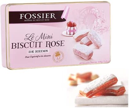 Generico Fossier Reims Pink Mini Biscuits in Latta di Metallo per Aperitivo e Dessert 1 x 110 Grammi