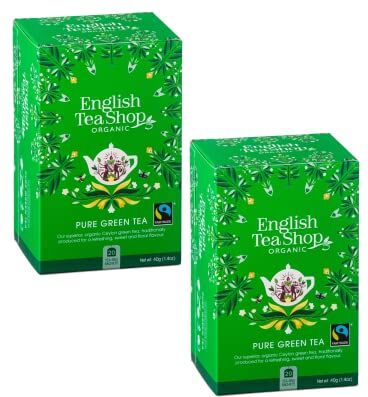 Generico English Tea Shop®   Puro Té Verde Biologico Equosolidale   Tè Verde in Bustine 40 Sacchetti (80 Gr)   Green Tea Bags