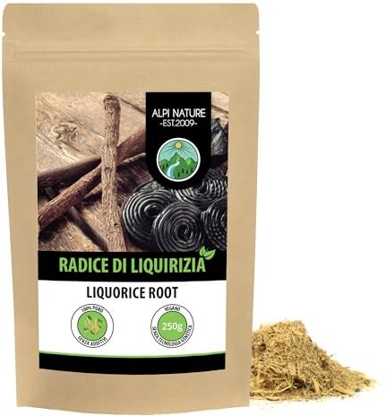 Alpi Nature Radice di liquirizia essiccata (250g), radice di liquirizia tagliata, pura e naturale al 100% per la preparazione del tè