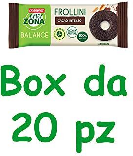 Enervit , Enerzona Frollini, box da 20 snack, Gusto Fondente, 100% Vegetali, Proteici, per Mantenere il Tono Muscolare, con Olio Extravergine di Oliva