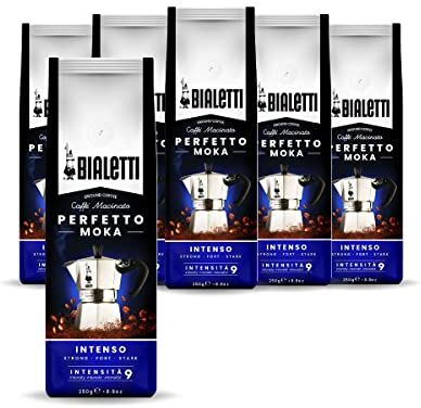 Bialetti Perfetto Moka Caffè Macinato, 1.5 Kg, Intenso 6 x 250 g