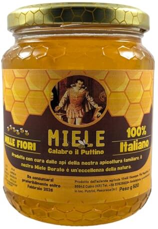 Generic Miele Calabro il Puttino   100% Italiano   Mille Fiori   Barattolo 500g   Calabrese   Virelli   Cutro   Artigianale