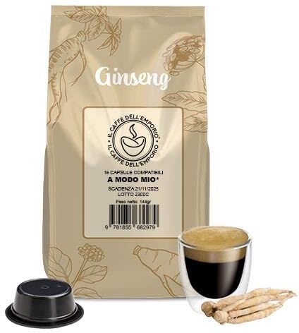 Il Caffè Dell'Emporio Bevanda al Ginseng Classico Solubile Compatibili con Lavazza a Modo Mio 96 Capsule (6 buste da 16 capsule)