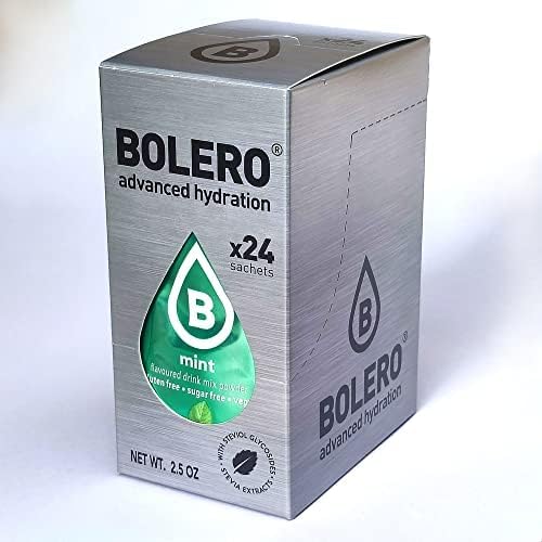 BOLERO Drink 24 Bustine 3 gr grammi Sticks Frutta Preparato Polvere Solubile Per Bevanda Fresca in Acqua Prodotto, 72 grammi dolcificato alla stevia (Mint)