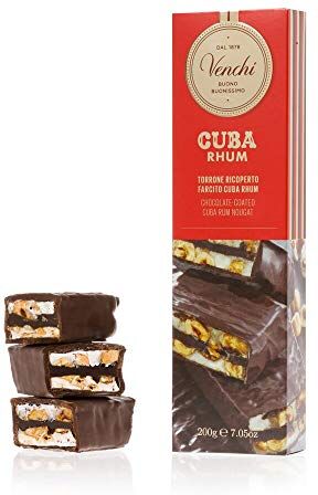 Venchi Stecca di Torrone al Rhum e Cioccolato, 200g Idea Regalo Senza Glutine