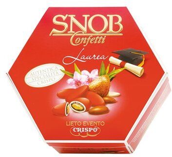 Generic CONFETTI CRISPO SNOB LIETO EVENTO SENZA GLUTINE ROSSI PER LAUREA E CRESIMA DA GRAMMI 500 ANIMA MANDORLA RIVESTITA DI CIOCCOLATO IMBUSTATI SINGOLARMENTE IN 6 DIFFERENTI GUSTI