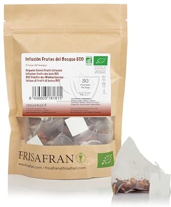 FRISAFRAN Infuso di frutti di bosco biologico in piramidi   Rilassante   Ricco di vitamine   30Uds   Infuso di frutti di bosco   Tisane frutti di bosco   Tisana frutti di bosco   Tisana ai frutti