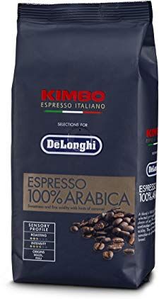 DeLonghi Kimbo DLSC612 Caffè in grani 100% Arabica per Macchine da Caffè Automatiche, 250gr, Tostatura media, Gusto dolce e aroma di caramello, Origine Brasile e Peru’