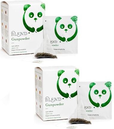 Generico Blend® Tea   Tè Verde Cinese Gunpowder   Tè Verde Gunpowder 2 x 15 Piramidi di Tè (60 Gr)   Gunpowder Verde Cinese Bustine