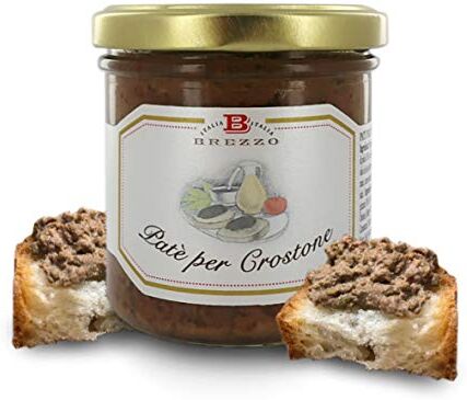 Brezzo Paté per Crostino Toscano, Patè per Crostone Tipico, Bruschetta, Snack Salato e Aperitivo, Patè di Carne e Verdura da Spalmare, 145 Grammi