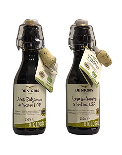 De Nigris 2x250 ml. Aceto balsamico i.g.p. Biologico con il 55% di mosto di uva cotto prodotto a Modena italia
