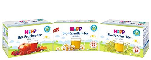 HiPP Mix di tè biologico  composto da 20 bustine di infuso ciascuna: finocchio biologico 30 g, camomilla biologica 30 g, frutta biologica 40 g