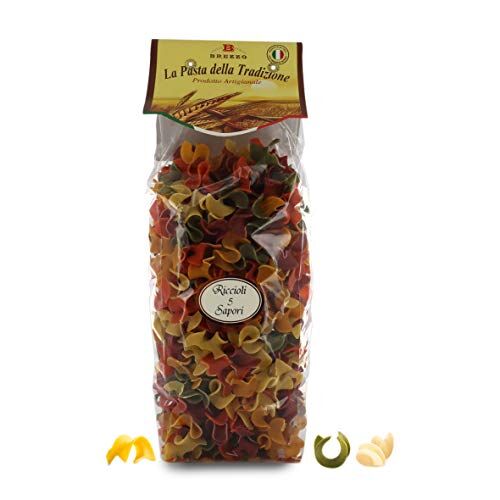 Brezzo 12 Confezioni Di Pasta Formato ''Riccioli'', Pasta Artigianale Di Grano Duro Colorata, Singola Confezione: 500 Grammi, Tot. 6 Kg