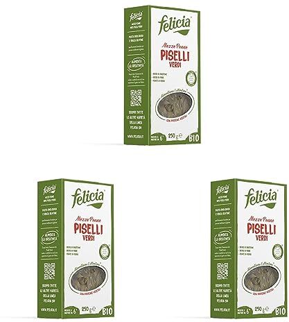 felicia Mezze penne 100% piselli verdi BIO 91.4 ml (Confezione da 3)