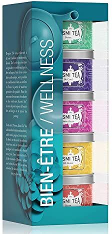 KUSMI TEA Cofanetto Tea Time di 5 Miniature Assortimento di Tè Aromatizzati Tè Neri, Earl Grey, Tè Verde e Miscela Esotica AquaExotica Scatole da Tè in Metallo 5x25 g