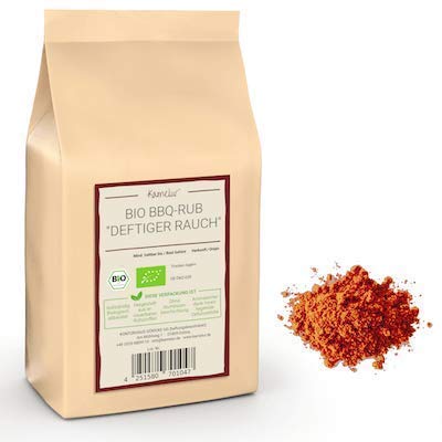 Kamelur 250g BIO BBQ Rub 'smoky' speziato alla griglia affumicato per la marinatura di costolette di ricambio o carne di maiale tirata in confezione biodegradabile