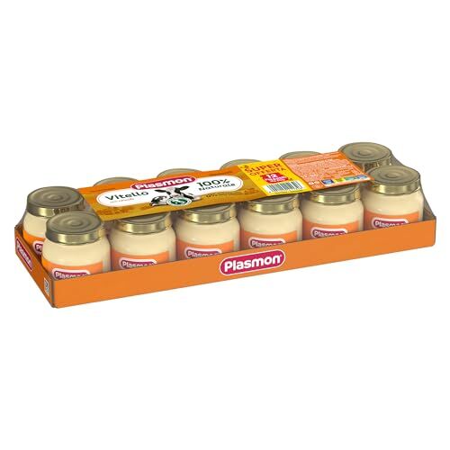 Plasmon Omogeneizzato Carne Vitello e cereale 80g 12 Vasetti Con Carne Italiana, 100% naturale, senza amidi e sale aggiunti