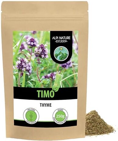 Alpi Nature Timo essiccato (250g), timo strofinato, puro al 100% e naturale per la preparazione di miscele di spezie e tè al timo