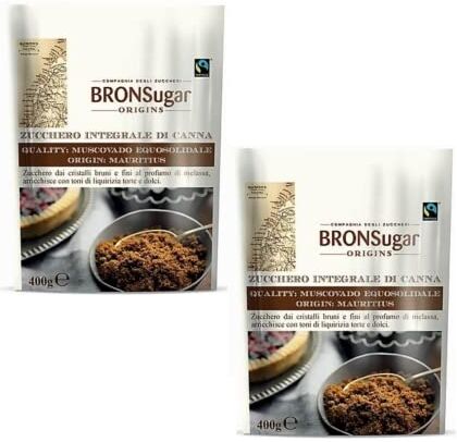 Generico Bronsugar   Zucchero Muscovado Equosolidale delle Mauritius   Brown sugar americano con toni di liquirizia   Zucchero di canna 2 confezioni da 400 g