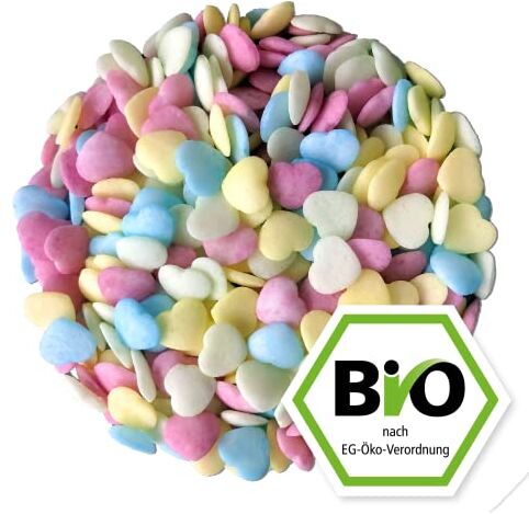 Kamelur 200g BIO Codetta di zucchero cuori colorati decorazioni zucchero colorati Sprinkles per decorare codette di zucchero BIO Natale in confezione biodegradabile