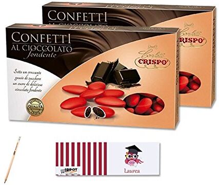 CRISPO CONFETTI AL CIOCCOLATO FONDENTE ROSSI 2 KG + 100 BIGLIETTINI LAUREA