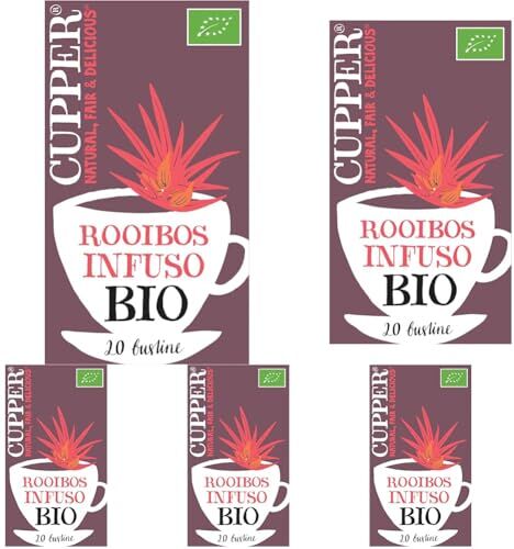 CUPPER Infuso Biologico Rooibos, Antiossidanti, Rinfrescante e Gustoso Senza Teina, Caffeina, Ingredienti da Agricoltura Biologica, Confezione da 100 Bustine