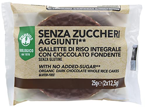 Probios Galletta Di Riso Integrale Con Cioccolato Fondente Senza Zuccheri Aggiunti Bio confezione da 18x25g