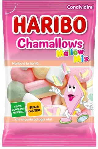 HARIBO Chamallows Mallow Mix, Caramelle Marshmallow, Senza Glutine, Ideali per Feste e Dolci Momenti di Relax 150gr