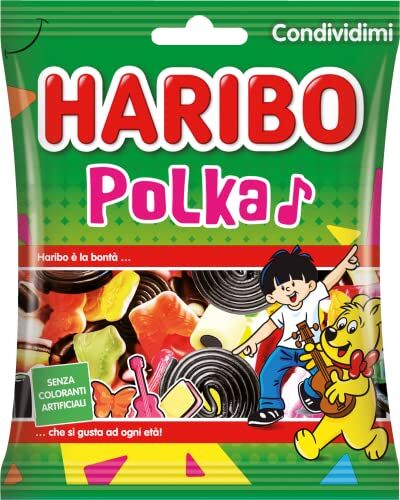 HARIBO Polka, Caramelle Gommose, Gusto Frutta E Liquirizia, Ideali Per Feste E Dolci Momenti Di Relax 175gr