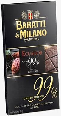 Generic Tavoletta Cioccolato Fondente 99% Baratti & Milano 99% Cacao Ecuador 3 x 75 gr