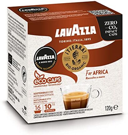 Mitac Lavazza A Modo Mio, Tierra for Africa Bio Organic, espresso speziato e floreale, 16 capsule