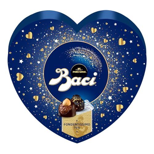 Perugina BACI  FONDENTISSIMO 70% Cioccolatini fondenti con ripieno alla Gianduia, Scatola Regalo 100g