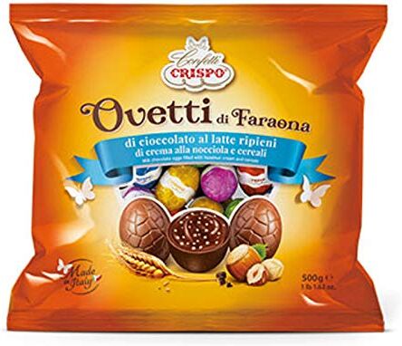 CRISPO Ovetti di Faraona, Cioccolato al Latte Ripieni con Crema Nocciola e Cereali, 500g