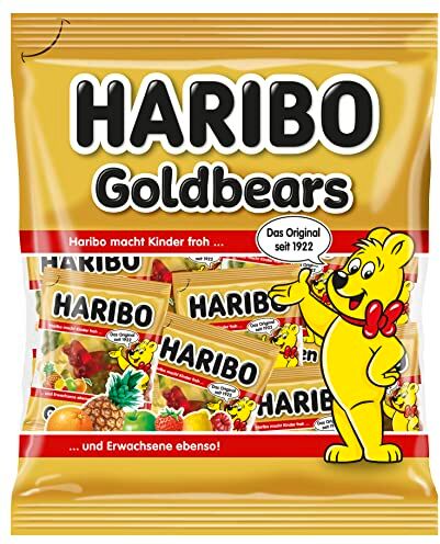 HARIBO Orsetti D'Oro Multipack, 21 Mini Bustine Da 12gr, Caramelle Gommose, Gusto Frutta, Ideali Per Una Festa Di Compleanno 250gr