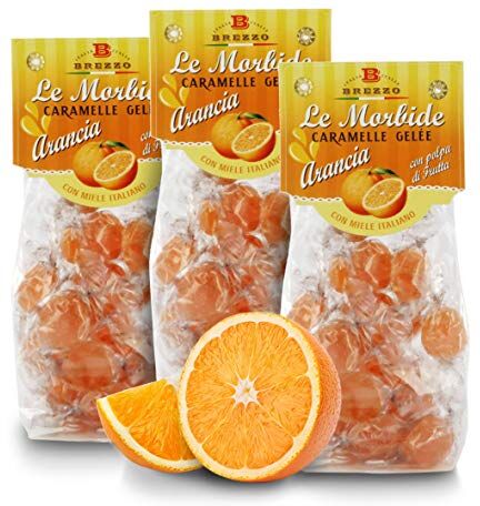 Brezzo Gelée, Caramelle Morbide All'Arancia, 150 Grammi (confezione da 3 pezzi)